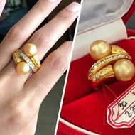 cincin emas 22 karat mutiara laut asli lombok