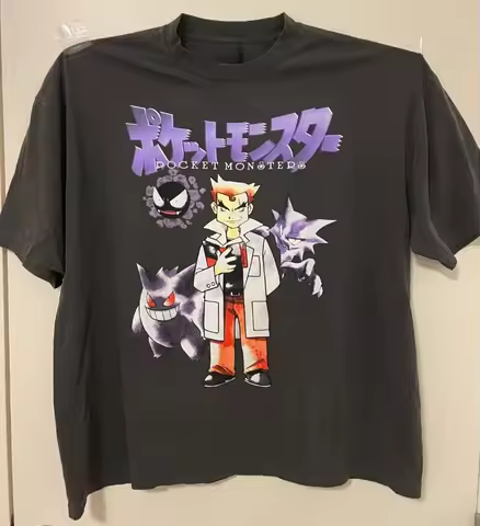 Pokemon Gengar Aftrdrk Imposter Oak Limited TShirt Men Fashion Loose Summer Street Sports Comic Shor