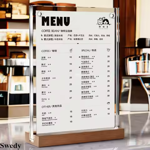 A5 148x210mm Restaurant Table Menu Paper Price Tags Holder Flyer Poster Frame Magnetic Acrylic Sign