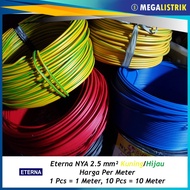 eterna kabel listrik kawat / engkel / tunggal nya 2.5 mm ( ecer ) - kuning-hijau