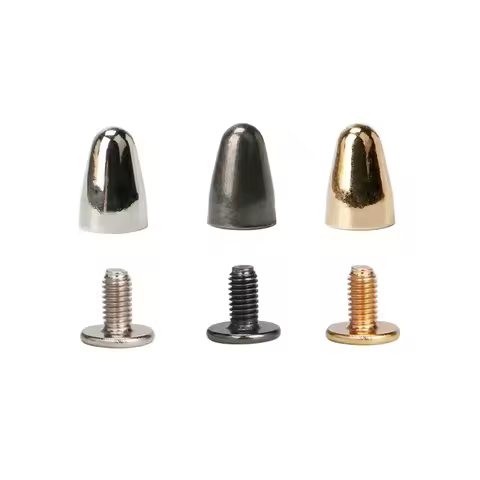 100sets 6.5*9.5mm Cone Spots Bullet Punk Spike Metal Studs Leathercraft Rivets Spikes for Collar Sho