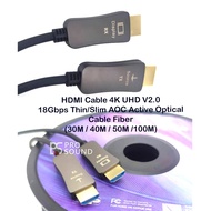 HDMI Cable 4K UHD V2.0 18Gbps Thin/Slim AOC Active Optical Cable Fiber (30M / 40M /50M /100M)