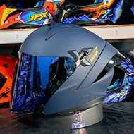 JPX NOVA X V2 SOLID DEEP BLUE DOFF HALF FACE DOUBLE VISOR ORIGINAL SNI DOT HELMET