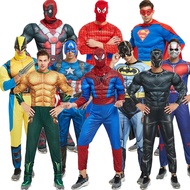 Adult Cosplay Superhero Costume Iron Man Batman Spiderman Captain America Thor Muscle Suit for Men H