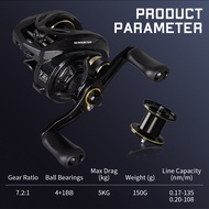SeaHunter Blue Shark Baitcasting Reel BC 4+1BB 7.2:1 Drag 5KG Reel Anti-Backlash Drag Clicker UltraL