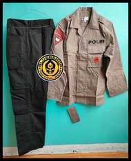 Baju Pdl Coklat Brimob Polri Setelan Jatah Pembagian Tactical Original