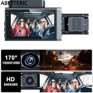 ABETTERIC Vehicle Recorder, Loop Recording 3 Lens Car DVR,  Night Vision APP Control HD Car Dashcam 