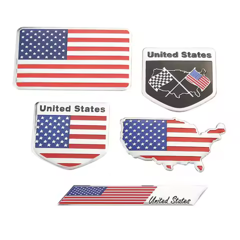 Metal 3D USA U.S.A America Flag Badge Emblem Deutsch Car Sticker Decal Grille Bumper Window Body Dec