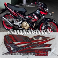 STRIPING SUZUKI SATRIA FU BARONG TAHUN 2012 WARNA HITAM MERAH LIS STIKER SATRIA FU BARONG 2012 STIKE