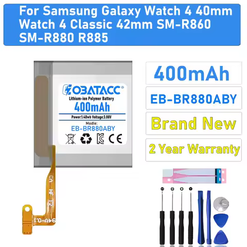 2025 Years EOBATACC 400mAh Battery for Samsung Galaxy Watch 4 42mm 40mm EB-BR880ABY SM-R880 R860 R86