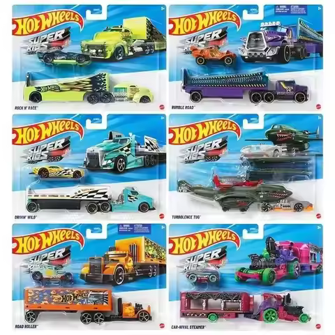 Original Hot Wheels BDW51 Super Rigs Serise District Transport Nine 'N Dash Model Car Toys Collectio