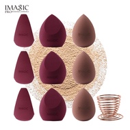 IMAGIC 9PCS Professional Makeup Sponge +1 PC Puff Rack Round