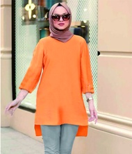 Kaos tunik polos dewasa/tunik wanita terbaru/ tunik wanita muslimah motif kekinian LD110 PJ 85 polos