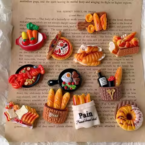 Miniature Realistic Food Fridge Magnets Cute Kitchen Decor, Simulation Bread Coffee Cup Mini Food Mo