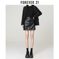 Forever21 High เอว PU หนัง Mini กระโปรง ผู้หญิง ทรงเอ เดรสรัดรูป กระโปรงสั้น Anti-Light Walking Amer
