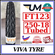 VIVA FT123 250-18 TYRE TUBELESS TIRE TAYAR 250 18 INCH BUNGA SOTONG SIME DUNLOP FT 123 TUBED TUBE TI