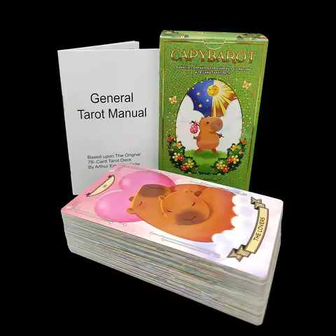 12CM×7CM 78-Card Tarot Deck Features Adorable Cartoon Capybaras the World's Largest Rodents in a Whi