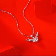 2 Carat Inlaid Zircon Necklace for Women, PT950 Platinum Plated Collarbone Chain, Eight Hearts Eight