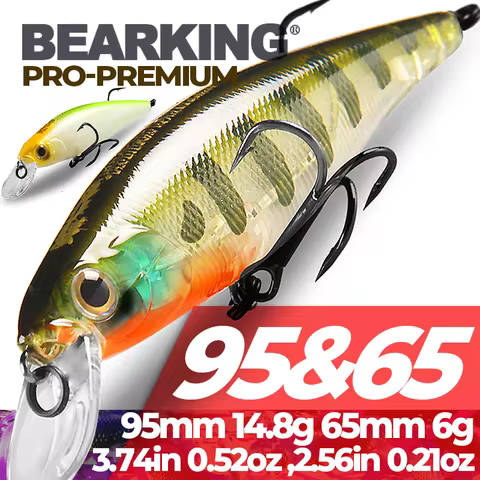 BEARKING 95mm 14.8g 65mm 6g SP fishing lures Tungsten weight system Squad Minnow crank wobbler crank