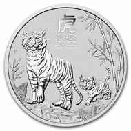 2022 Perth Mint Australia Lunar Tiger 1 oz .9999 Silver Coin BU (Series III) 1oz