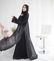 Promo - Gamis Abaya Couple Keluarga Ibu dan Anak | AYLIN Abaya Arab Hitam Turkey Mewah Matt Ceruty Babydoll Full Furing Apk Mutiara Payet | Gamis Wanita Terbaru Outfit Lebaran Pakaian Muslimah | REALPICT