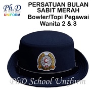 Bowler Topi PBSM BSMM Officer Pegawai Wanita 2 & 3 C/W Lencana Sulam Topi Persatuan Bulan Sabit Mera