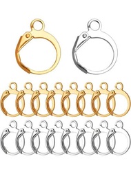 50入組耳環勾子,不鏽鋼耳針魚鉤製耳環配件,適用於diy珠寶製作,金色和銀色可選