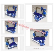 gubahan frame mas kahwin c/w bekas rantai tangan(royal blue)