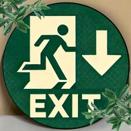 1 Pack Vintage Round Metal "Down Arrow Pointing Exit Sign" - Fire Evacuation Symbol - Vintage Home,