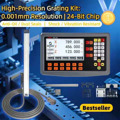 High Accuracy 3 Axis LCD DRO Set Digital Readout and 3 Pieces 0-1000mm 5um 1um Linear Scale Encoder 