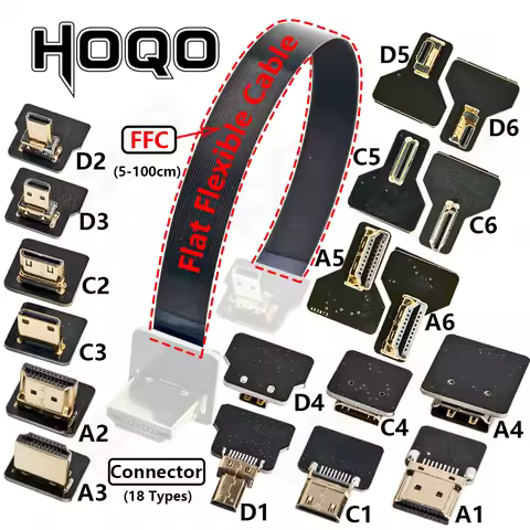 Ribbon FPV HDMI-Compatible Connector Flexible Flat Cable Raspberry Pi 4 Micro HDMI to HDMI/Mini HDMI