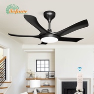 Sofucor 5 Blades 56" Ceiling Fan with Light Remote Control DC Motor 24W 3 Colors LED 6 Speeds Strong