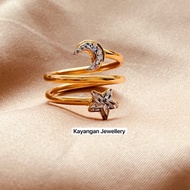 CINCIN EMAS 916 MOON STAR RING STM