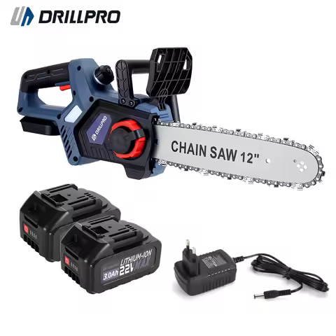 Drillpro 12 Inch Cordless Brushless Motor 3300r/min 22V 3.0Ah Lithium Battery Electric Chainsaw EU P