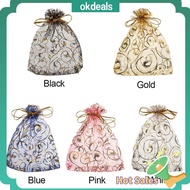 OKDEALS 50PCS Gift Bag Candy Package Wedding Favors Party Decoration Pearl Yarn Bag Drawstring Pocket Jewelry Bright Organza Pouch