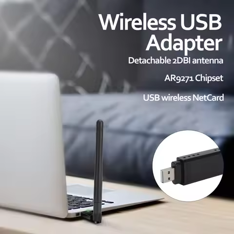 Wireless NetCard AR9271 USB WiFi Adaptor Detachable 2DBI Antenna Adapter for TV Computer Computer Ne