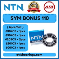 NTN SYM BONUS 110 ( 6pcs/Set-C3 ) 100% ORIGINAL Engine Transmission & Crankshaft Bearings