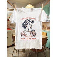 Men'S Vintage Woman Illustration T-Shirt| Unique Design Featuring Pearl Necklace and Bubble Tea - St