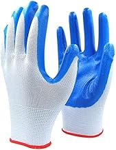 10 Pairs, Safety Work Gloves Protective Gloves White Polyester Lining Blue Nitrile Anti-vibration (Color : Blue 12 Pairs, Size : XL)