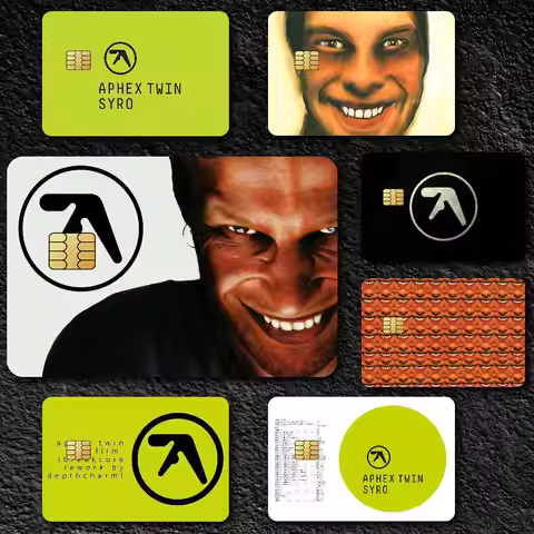 Band DJ A-Aphex T-Twin K Poster Film Skin Cover Credit Card Stickers 4PCS Debit Front Decoration Ban