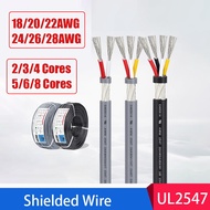 UL2547 Multi Core Shielded Cable 18/20/22/24/26/28AWG Tinned Copper Signal Wire 2-8 Cores