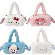 Sanrio กระเป๋ากำมะหยี่กระเป๋าเป้สะพายหลัง Cinnamoroll น่ารักกระเป๋าเครื่องสำอาง Hello Kuromi Kitty ส