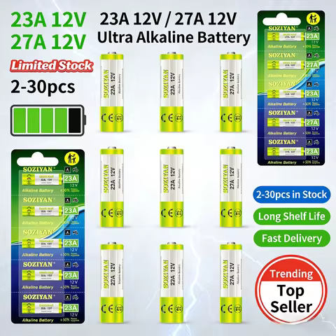 High-Power 12V 23A & 27A Alkaline Battery Pack, Long-Lasting for Remote Controls, Automotive Devices