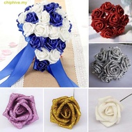 CHIPHIVE​ Foam Roses Wedding Party Decor 6cm Blue Roses Bride Bouquet Artificial Flowers