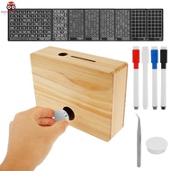 Money Saving Box Wood Cash Saving Box Reusable Savings Challenge Box with Saving Goal and Number for