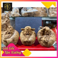 Jade wood tam Da statue, size 10-8-8