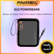 PAVAREAL G13 10000 maH Powerbank with SOS fucntion + built-in data cable