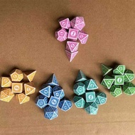 Seven Sets Polyhedron Dice Antique Pattern Set Digital Game Dice Retro DND Dice