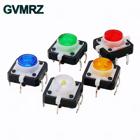 5PCS 12X12X7.3 Tactile Push Button Switch Momentary Tact LED 5 Color 12X12X7.3mm 12*12*7.3mm