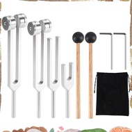 Tuning Fork Kit (128Hz, 136.1Hz, 512Hz,4096Hz) with Reflex Hammer for Healing Chakra Set Healing Mus